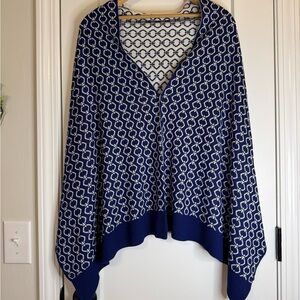 Papillion Wrap Navy/White with buttons-Reversible